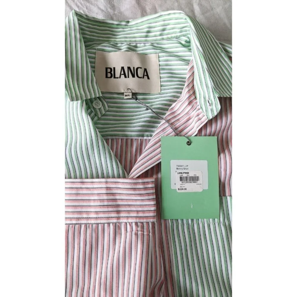BNWT Blanca Benny Shirt Lime Pink Size M-L Long Sleeve - Picture 9 of 10
